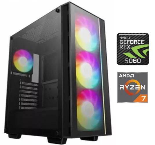 AMD Equipo Gamer Ryzen 7 8700F, 16GB, 1TB, RTX 5060 8GB